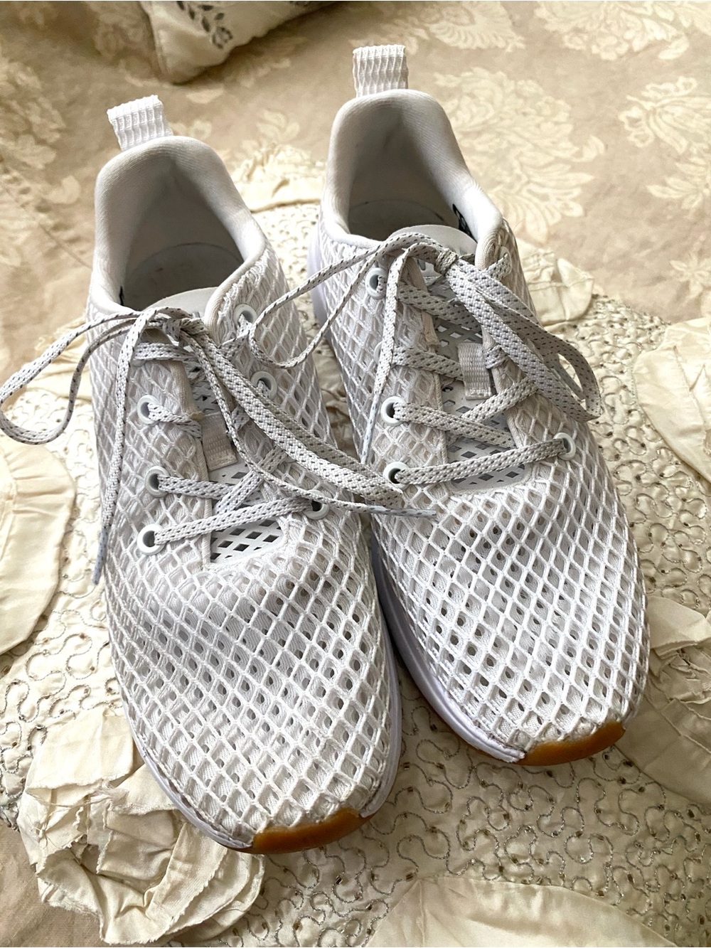 NoBull White Diamond Mesh Knit Lightweight Athletic Sneakers Size 8